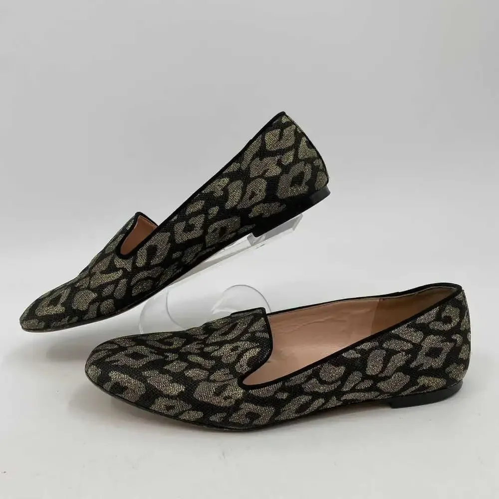 J. Crew Black Gold Square Toe Leopard Print Loafers | Women’s Size 8